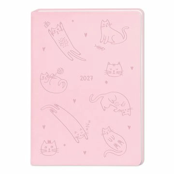 Terminplaner Lederlook, 2027, rosa