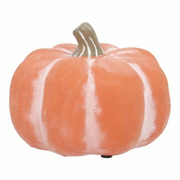 Deko-Kürbis, geweißt/orange, 15 x 11 cm