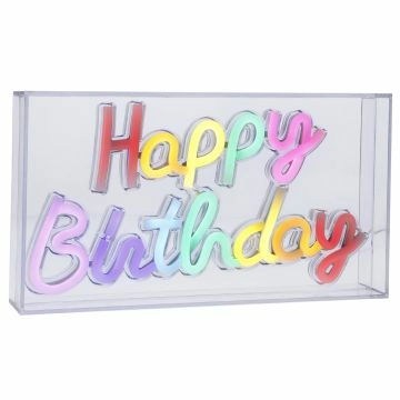 Lichtbox Neon, Happy Birthday, 23 cm