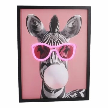 LED-Objekt Neon, Zebra/schwarz, 30 x 40 cm