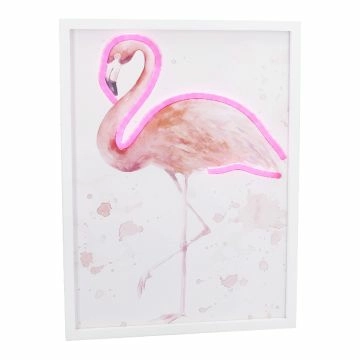 LED-Objekt Neon, Flamingo/weiß, 30 x 40 cm