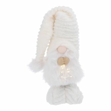 Wichtel-Figur mit LED-Tanne, weiß, 40 cm