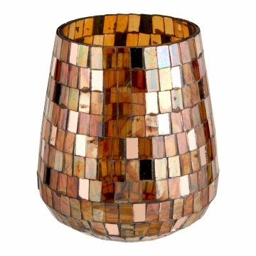Windlicht Mosaik, braun, 11 x 12 cm