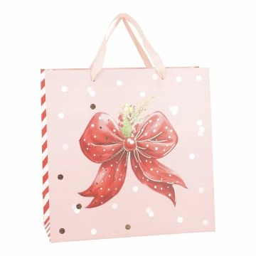 Geschenktüte Schleife, rosa, 28 x 28 cm