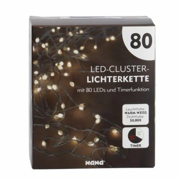 LED-Lichterkette Cluster, silber, 80er