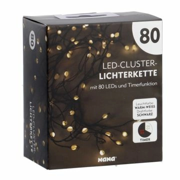 LED-Lichterkette Cluster, schwarz, 80er