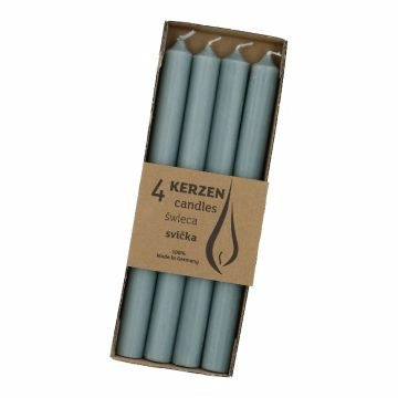4er Set Stabkerze Rustik, mintgrün, 25 cm