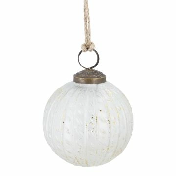 Glaskugel Zopf, creme/gold, 7 cm