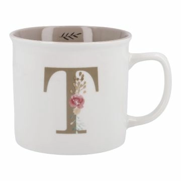 Becher Buchstabe/Blumen, T, 390 ml