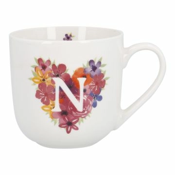 Becher Buchstabe/Flower-Herz, N, 450 ml