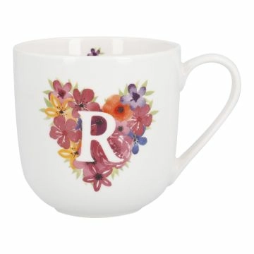 Becher Buchstabe/Flower-Herz, R, 450 ml