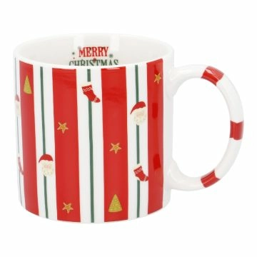 Becher Weihnachten/Streifen, Weihnachtsmann/rot, 380 ml