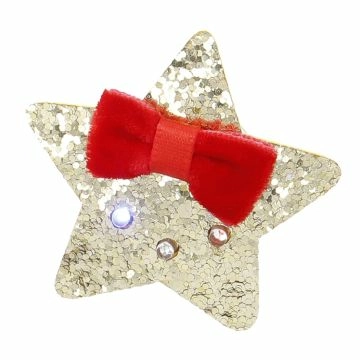 LED-Anstecker Xmas, Stern/Schleife, blinkend