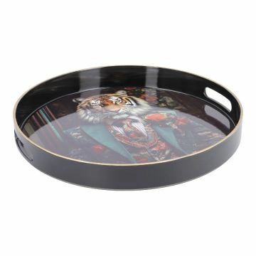Deko-Tablett Tier, Tiger/rund, 33 cm
