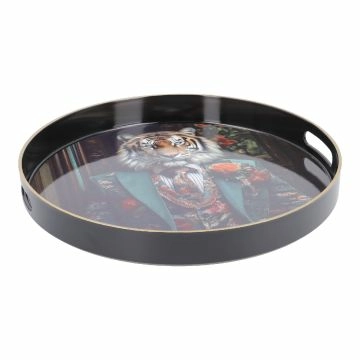 Deko-Tablett Tier, Tiger/rund, 35 cm