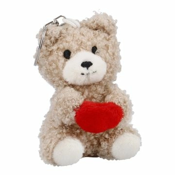 Schlüsselanhänger Bär mit Herz, braun, 9 cm