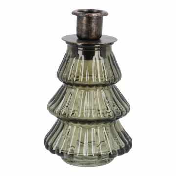 Kerzenständer Glas-Tanne, dunkelgrün/transparent, 12 cm