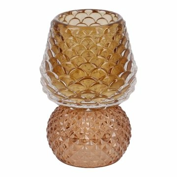 Teelichthalter Zapfen auf Fuß, hellbraun/dunkelbraun, 11 cm