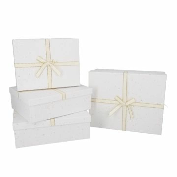 4er Set Geschenkkarton Sprenkel, weiß