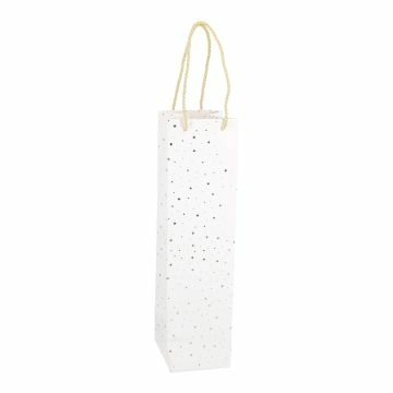 Flaschentüte Sterne, weiß/gold, 10 x 36 cm