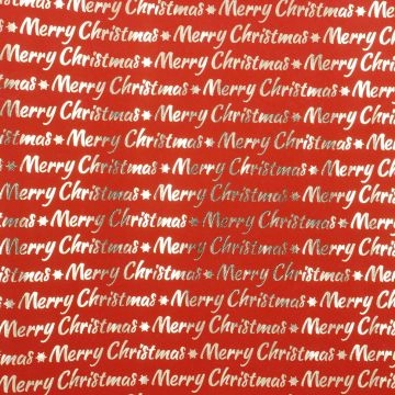 Geschenkpapier Edel mit Prägung, Schrift/rot, 2 m