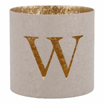Teelichthalter Buchstabe, W/beige, 7.8 x 7.5 cm