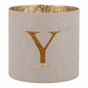 Teelichthalter Buchstabe, Y/beige, 7.8 x 7.5 cm