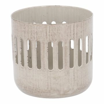 Teelichthalter Metall, Streifen/taupe, 7.2 x 6.8 cm