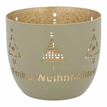 Windlicht Spruch/Xmas, Tannen/khaki, 10 x 8.5 cm