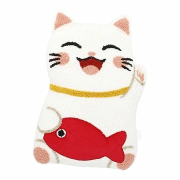 Kissen Winkekatze, Fisch/weiß, 26 x 40 cm