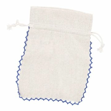 Beutel Nostalgie, blauer-Rand/natur, 13 x 18 cm