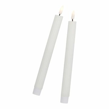 2er Set LED-Stabkerze Rustik/Timer, hellcreme, 24.5 cm