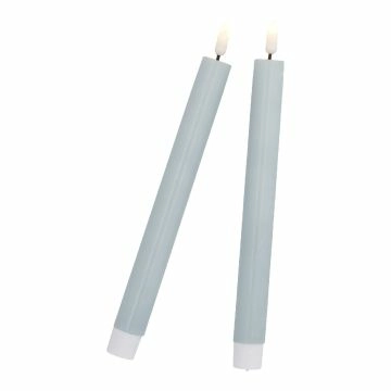 2er Set LED-Stabkerze Rustik/Timer, salbei, 24.5 cm