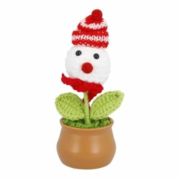 Häkel-Figur im Topf, Xmas/Schneemann, 14 cm