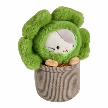 Kuscheltier Katze im Blumentopf, grün, 15 cm