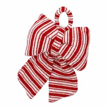 Anhänger Schleife mit Streifen, rot/weiß, 14 x 20 cm