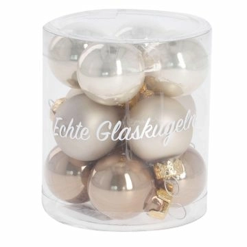 12er Set Glaskugeln 2,5 cm, champagner
