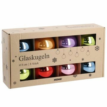 8er Set Glaskugeln 8 cm, fancy