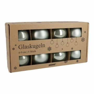 8er Set Glaskugeln 8 cm, mint