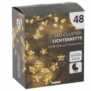 Lichterkette Stern/Cluster, schwarz, 48 LED