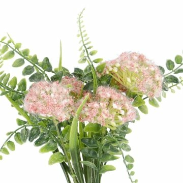 Strauß Pompom/Farn, rosa, 33 cm