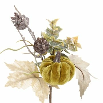 Deko-Stecker Samt-Kürbis, dunkelgrün, 24 cm