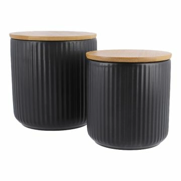 2er Set Vorratsdose Rillen, schwarz