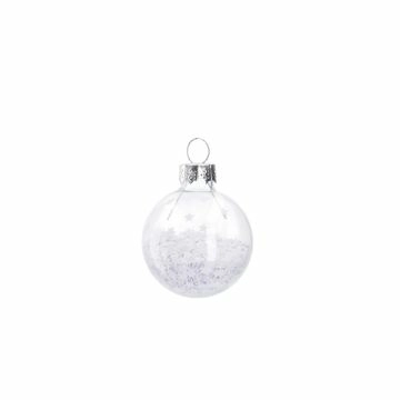 Mini-Kugel Schneeball, Flitter/weiß, 4 cm