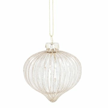 Kugel Zwiebel, Rillen/gold, 8 cm