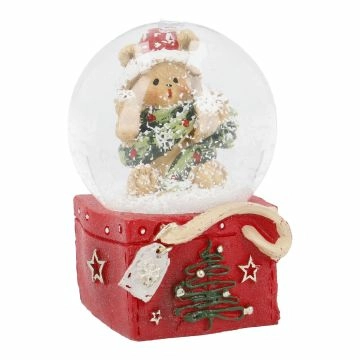 Schneekugel Xmas-Motiv, Teddy/Punkte, 4.5 x 6 cm