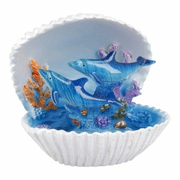 Muschel-Deko Tier, Delfin, 9.5 x 8 cm