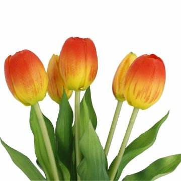 Strauß Tulpe, 5 Blüten, orange, 30 cm