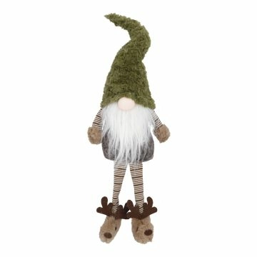 Wichtel-Figur mit Hausschuhen, grün, 60 cm