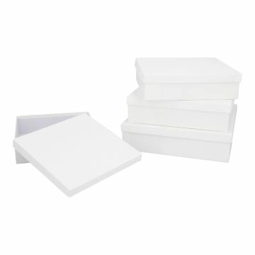 4er Set Geschenkkarton Edel, offwhite